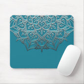 Aquamarin & Silver Mandala Elegant Minimal Marokka Mousepad (Mit Mouse)