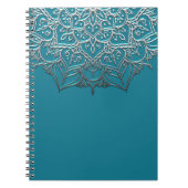 Aquamarin & Silver Mandala Elegant Minimal Marokka Notizblock (Vorderseite)