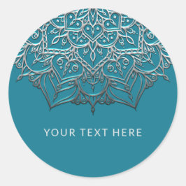 Aquamarin & Silver Mandala Elegantes Highlights Runder Aufkleber