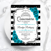 Aquamarin Silver White Quinceanera Einladung