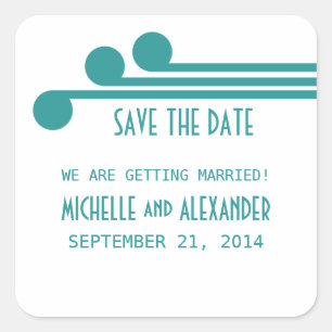 Aquamarin Simple Deko Chic Save the Date Stickers