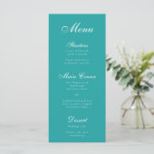 Aquamarin Simple Elegant Script Calligraphy Blue Menükarte (Stehend Vorderseite)