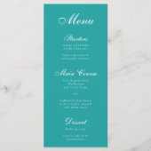 Aquamarin Simple Elegant Script Calligraphy Blue Menükarte (Vorderseite)