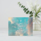 Aquamarin Sky Blue Liebe Zitat Postkarte (Stehend Vorderseite)