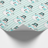 Aquamarin Snowman Holiday Weihnachtsgeschenk Wrap Geschenkpapier (Ecke)
