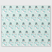 Aquamarin Snowman Holiday Weihnachtsgeschenk Wrap Geschenkpapier (Flach)