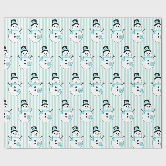 Aquamarin Snowman Holiday Weihnachtsgeschenk Wrap Geschenkpapier (Flach)