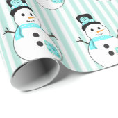 Aquamarin Snowman Holiday Weihnachtsgeschenk Wrap Geschenkpapier (Rolleneckpunkt)