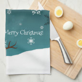 Aquamarin Snowman Winter Szene Weihnachtsküche Han Geschirrtuch (Viertel Falte)