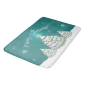Aquamarin Snowy Christmas Tree Bath Mat Badematte (Schrägansicht)