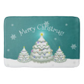Aquamarin Snowy Christmas Tree Bath Mat Badematte (Vorderseite)