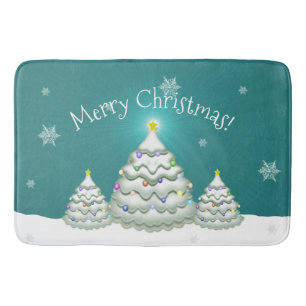 Aquamarin Snowy Christmas Tree Bath Mat Badematte