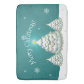 Aquamarin Snowy Christmas Tree Bath Mat Badematte (Vorderseite Vertikal)