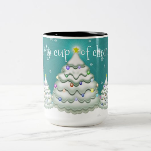 Aquamarin Snowy Weihnachtsbaum Tasse (Mittel)