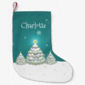 Aquamarin Snowy Weihnachtsbaum Weihnachtsbaum Stru Kleiner Weihnachtsstrumpf (Vorderseite)
