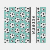 Aquamarin Soccer Balls Muster Kid Boy Girl Name Fleecedecke (Vorderseite (Horizontal))