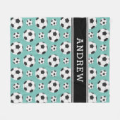 Aquamarin Soccer Balls Muster Kid Boy Girl Name Fleecedecke (Vorderseite (Horizontal))