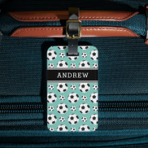 Aquamarin Soccer Balls Muster Kid Boy Girl Name