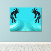 Aquamarin Southwestern Kokopelli Leinwanddruck (Insitu (Holzboden))