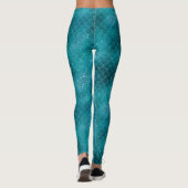 Aquamarin Sparkle Mermaid personalisiert Leggings (Rückseite)