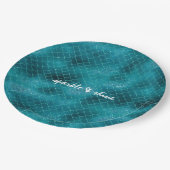 Aquamarin Sparkle Mermaid personalisiert Pappteller (Schrägansicht)