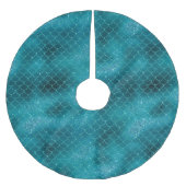 Aquamarin Sparkle Mermaid Polyester Weihnachtsbaumdecke (Vorderseite)