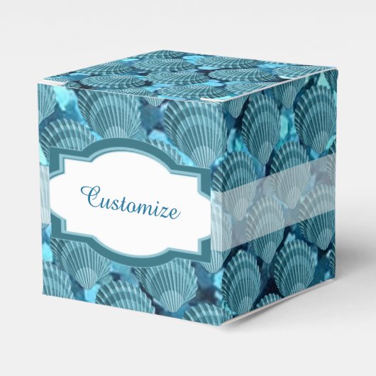 Aquamarin Sparkle Seashell Cube Favor Box Geschenkschachtel (Vorderseite)