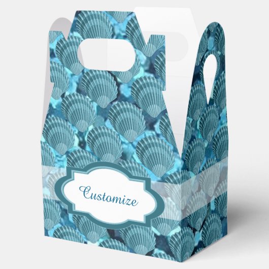 Aquamarin Sparkle Seashell Gable Favor Box Geschenkschachtel (Geöffnet)