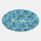 Aquamarin Sparkle Seashell Stickers (Vorderseite)