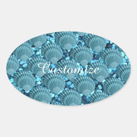 Aquamarin Sparkle Seashell Stickers (Vorderseite)