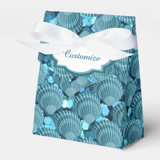 Aquamarin Sparkle Seashell Zent Fevor Box Geschenkschachtel (Vorderseite)