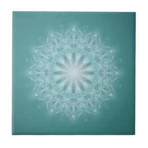 Aquamarin Star Mandala Fliese
