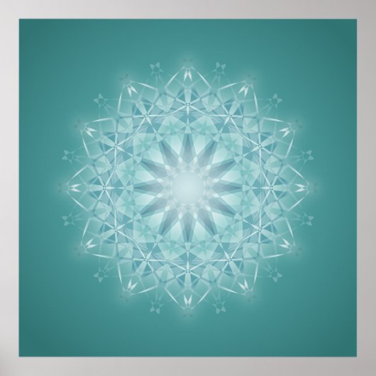 Aquamarin Star Mandala Poster (Vorne)