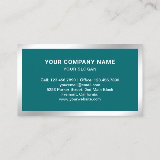 Aquamarin Steel Silver Foto Real Anwesen Agent Visitenkarte (Rückseite)