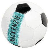 Aquamarin Strip Monogram, benutzerdefinierter Pers Fußball (Dreiviertel)