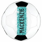 Aquamarin Strip Monogram, benutzerdefinierter Pers Fußball (Vorderseite)
