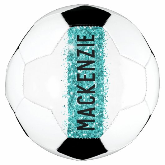 Aquamarin Strip Monogram, benutzerdefinierter Pers Fußball (Vorderseite)