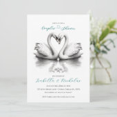 Aquamarin Swan Couples Dusche Einladung (Stehend Vorderseite)