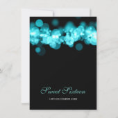 Aquamarin Sweet 16 Geburtstag Bokeh Lights Einladung (Rückseite)