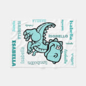 Aquamarin T Rex Dinosaur Fleece Blanket (Vorderseite (Horizontal))