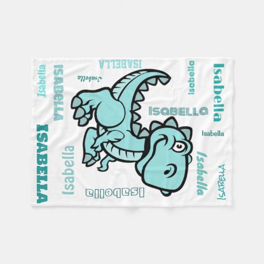 Aquamarin T Rex Dinosaur Fleece Blanket (Vorderseite (Horizontal))