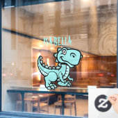 Aquamarin T Rex Dinosaurier Fensteraufkleber (Café-Fenster)