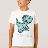 Aquamarin T Rex Dinosaurier Personalisierter Name T-Shirt (Vorderseite)