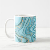 Aquamarin Tan Agate Marble Monogram für Abstrakten Kaffeetasse (Links)