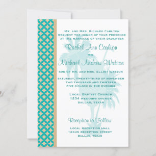 Aquamarin & Tan Khaki Beach Hochzeit Einladungen