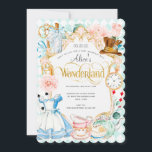 Aquamarin Tee Party Alice im Wunderland Geburtstag Einladung<br><div class="desc">Geburtstag der Frau Alice's wunderschöne Tee Party Einladung in Rosa und lila Dieser hübsche Geburtstag lädt zum Alice im Wunderland oder Tee Party Geburtstag Thema.</div>