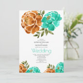 Aquamarin Terracotta auf dem Tessin Einladung (Stehend Vorderseite)