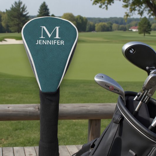 Aquamarin Texturierte Ledermonogramm Personalisier Golf Headcover