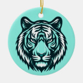 Aquamarin Tiger Keramik Ornament (Vorne)