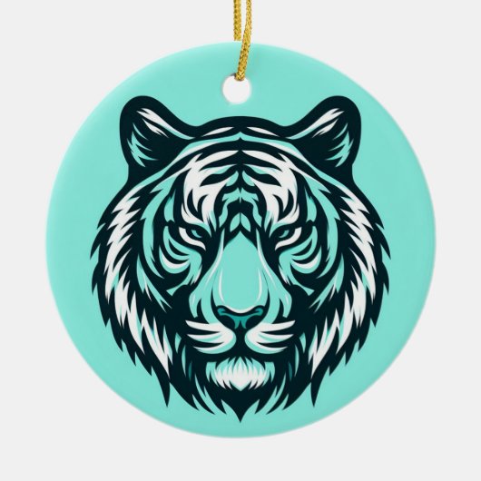 Aquamarin Tiger Keramik Ornament (Vorne)